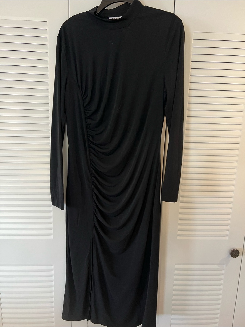 Future Collective by Kahlana Barfield Brown Long-Sleeve Ruched Black Dress XL